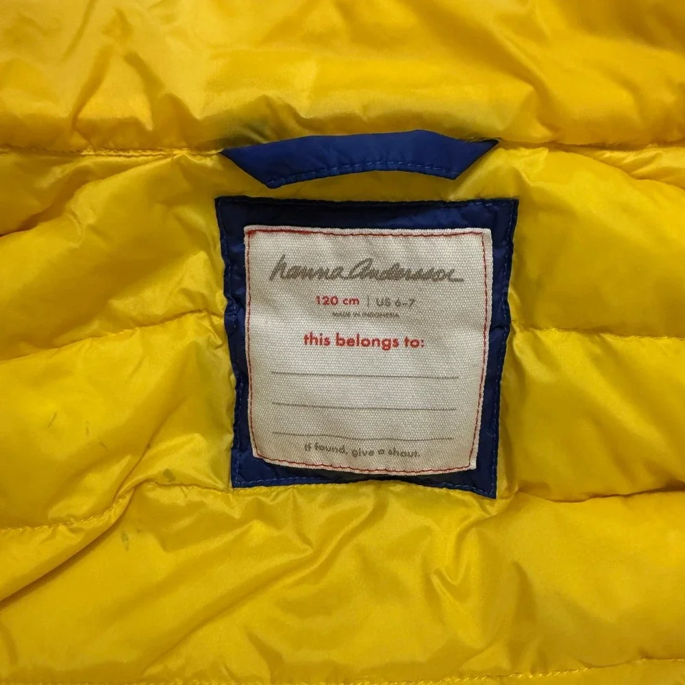 Hanna Andersson kids yellow down puffer vest 6/7‎